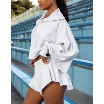 Custom polo neck button sweatshirts women's cropped hoodies