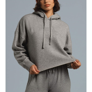 Custom women's cropped hoodies with drawstring cotton fleece sweatshirts