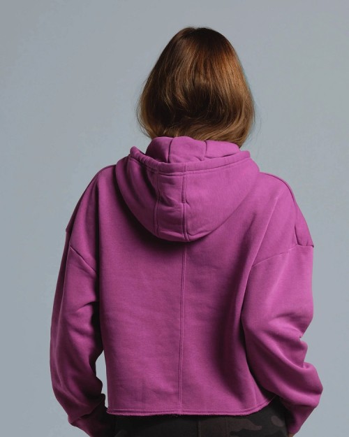 Custom women's cropped hoodies with drawstring cotton fleece sweatshirts