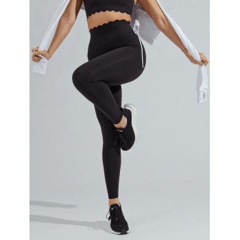 Plus size tummy control scollap sports leggings flattering butt lifting yoga leggings