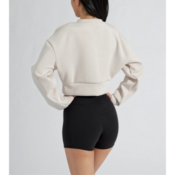 Women's basic cotton crew pullover cropped sweatshirts