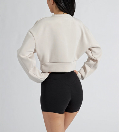 Women's basic cotton crew pullover cropped sweatshirts