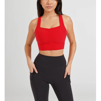 Custom ruched sports bra with built in padding basic racerback yoga bra