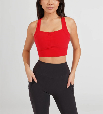 Custom ruched sports bra with built in padding basic racerback yoga bra