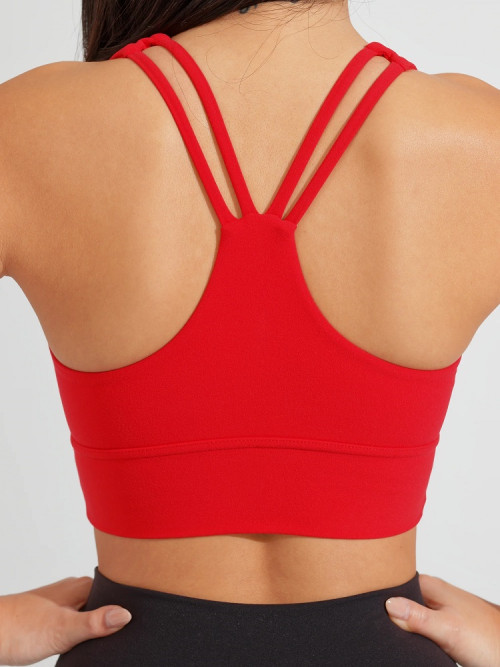Custom ruched sports bra with built in padding basic racerback yoga bra