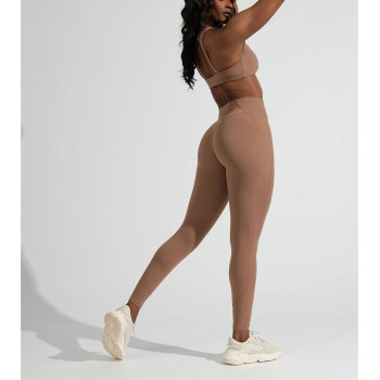 Tummy control compressive moisture-wicking yoga leggings women's high waist fitness tights with side pockets