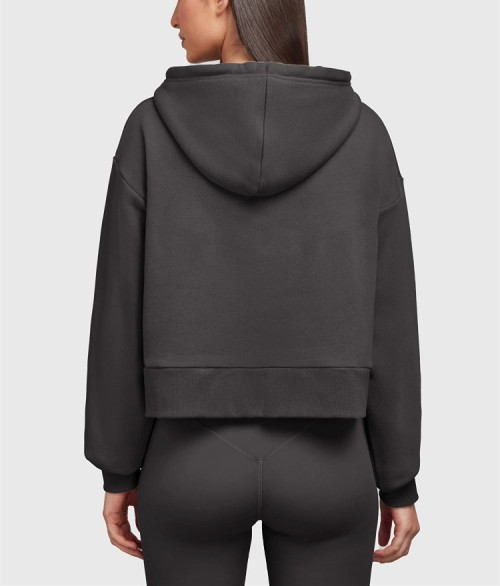 Custom cotton zip up hooded jackets cropped hoodies for ladies