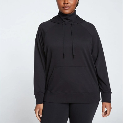 Custom high neck cotton hoodies with kangaroo pockets basic hooded sweatshirts