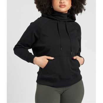 Custom high neck cotton hoodies with kangaroo pockets basic hooded sweatshirts