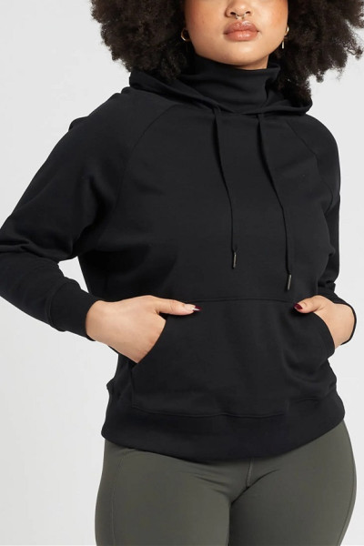 Custom high neck cotton hoodies with kangaroo pockets basic hooded sweatshirts