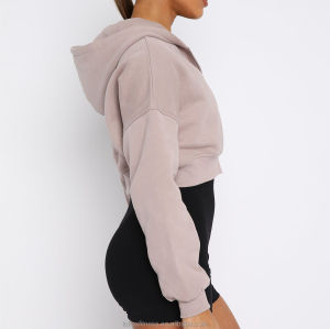 Women's Cropped Hoodies Long Sleeves Crop Top Sweatshirt with Hooded
