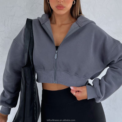 Women's Cropped Hoodies Long Sleeves Crop Top Sweatshirt with Hooded