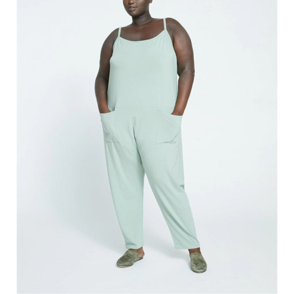 Breathable sleeveless jumpsuits with pockects modal loungewear with adjustable straps