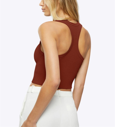 Custom ribbed racerback tank top moisture-wicking nylon spandex sports tank
