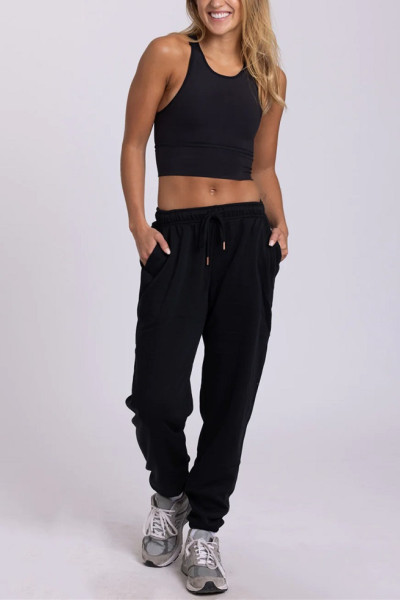 Cotton fleece women's joggers with side pockets loose fit running sweatpants