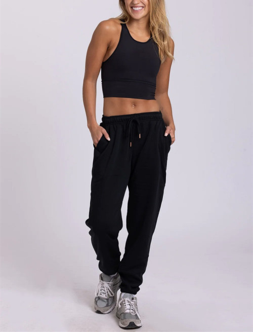 Cotton fleece women's joggers with side pockets loose fit running sweatpants