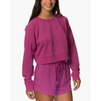 Custom cotton fleece crewneck sweatshirts for ladies relaxed fit cropped hoodies