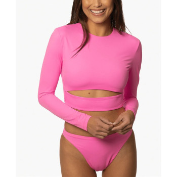 Long sleeve cut out bikini tops custom cropped swimsuit