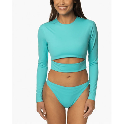 Long sleeve cut out bikini tops custom cropped swimsuit