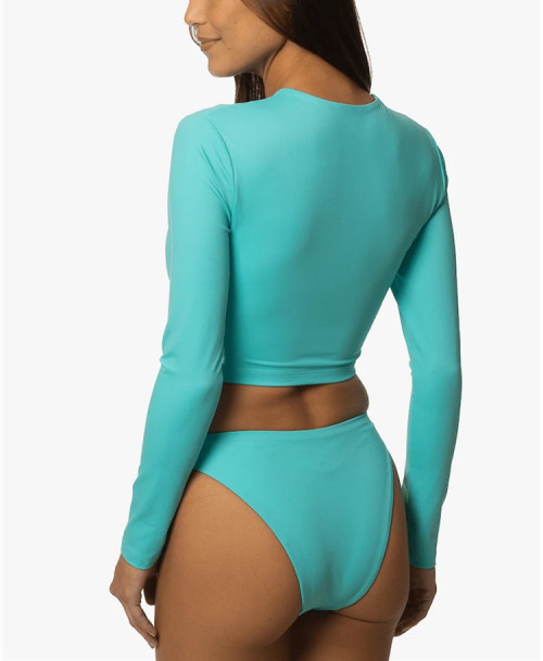 Long sleeve cut out bikini tops custom cropped swimsuit