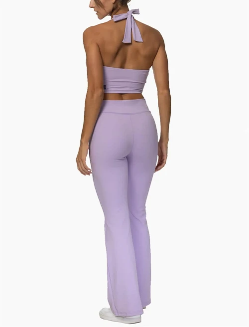 Women's athleisure flared pants cross waist nylon spandex yoga pants