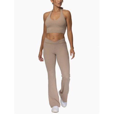 Women's athleisure flared pants cross waist nylon spandex yoga pants