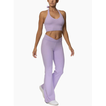 Women's athleisure flared pants cross waist nylon spandex yoga pants