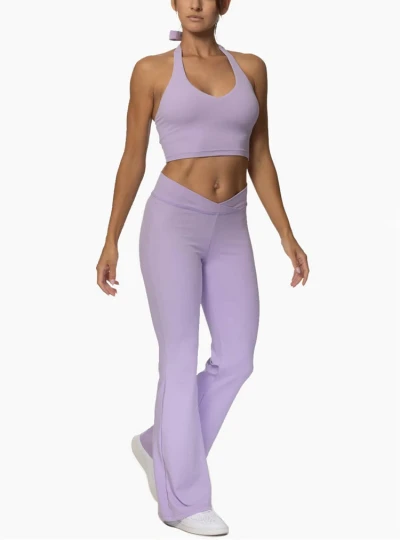 Women's athleisure flared pants cross waist nylon spandex yoga pants