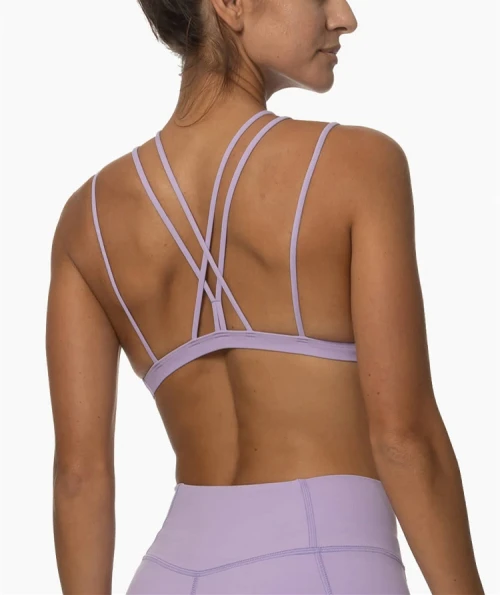 Custom v neck lace sports bra back cross yoga bralette