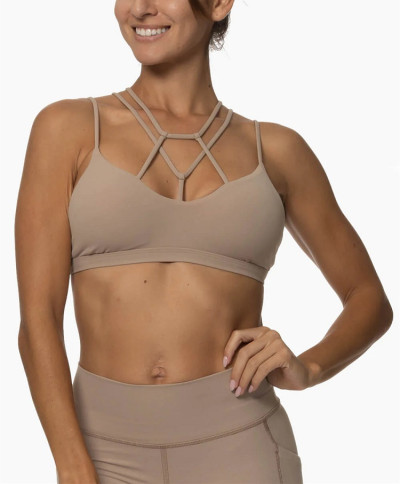 Custom v neck lace sports bra back cross yoga bralette