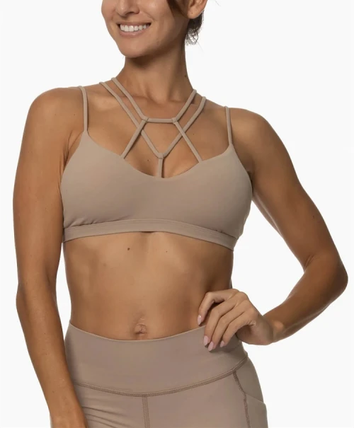 Custom v neck lace sports bra back cross yoga bralette