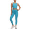 Moisure-wicking 2 pieces yoga sets high impact open back with 7/8 leggings outfits