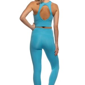 Moisure-wicking 2 pieces yoga sets high impact open back with 7/8 leggings outfits