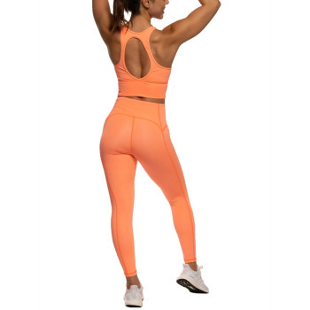 Moisure-wicking 2 pieces yoga sets high impact open back with 7/8 leggings outfits