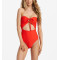 Custom new arrival ribbed bandeau one-piece swimsuit front cut-out swimwear