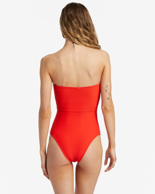 Custom new arrival ribbed bandeau one-piece swimsuit front cut-out swimwear