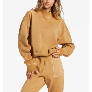High neck relaxed fit sweatshirts cozy hoodies with ribbed hem