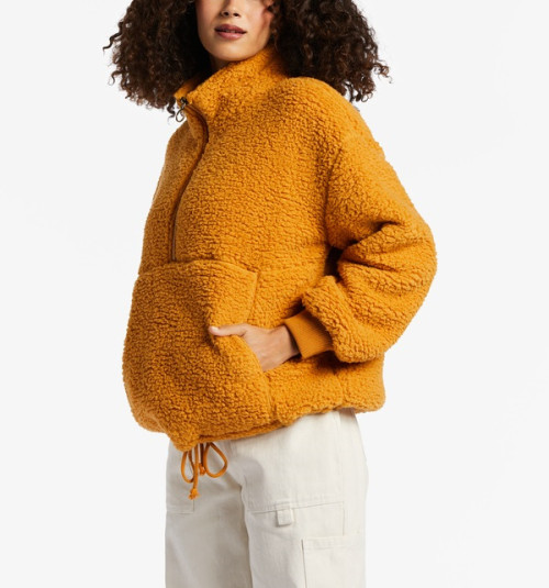 Custom half zipper polar fleece pullover sweatshirts with pockets