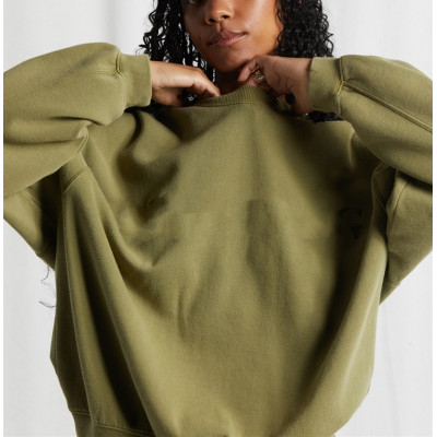 Cotton fleece crew neck sweatshirts loose fit puff shoulder hoodies