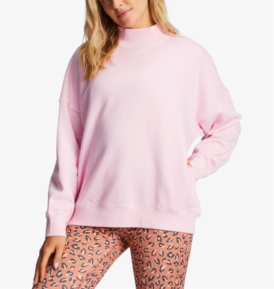 High neck loose fit sweatshirts with side pockets cozy athleisure style pullover