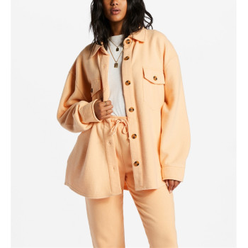 Custom relaxed fit button through jackets cotton blend fleece coat