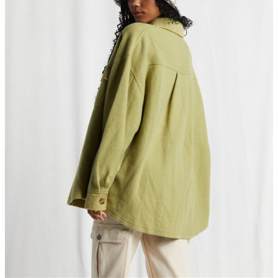 Custom relaxed fit button through jackets cotton blend fleece coat