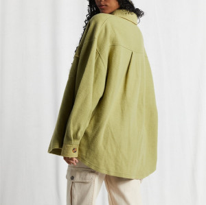 Custom relaxed fit button through jackets cotton blend fleece coat