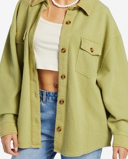 Custom relaxed fit button through jackets cotton blend fleece coat