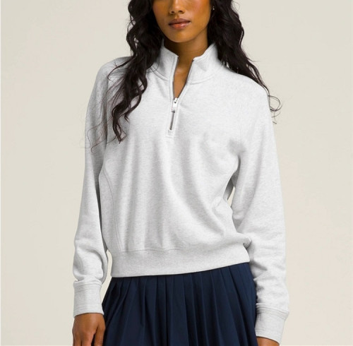 Custom half zipper regular length sweatshirts cotton pullovers