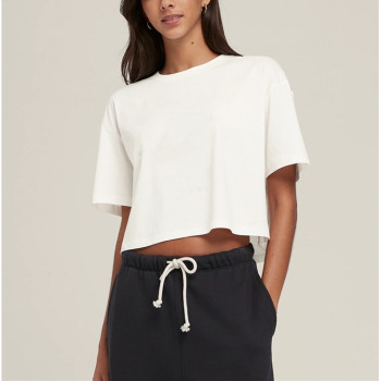Custom cotton crop tee for ladies crew neck cropped t shirts