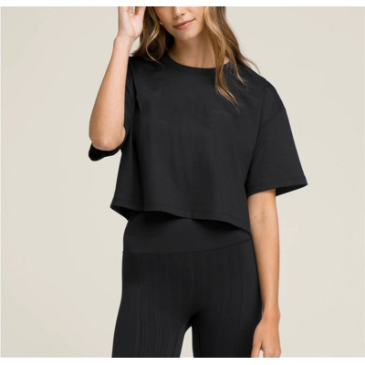 Custom cotton crop tee for ladies crew neck cropped t shirts