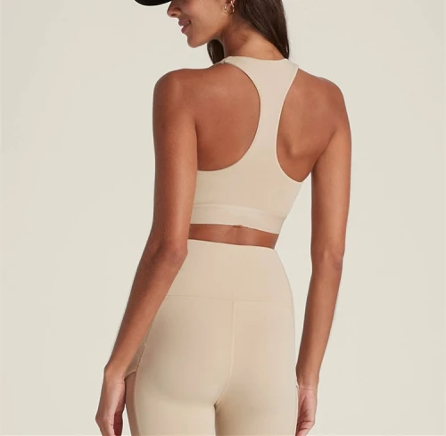 Custom v neck basic racerback sports bra 4 way stretchy breathable yoga bralette