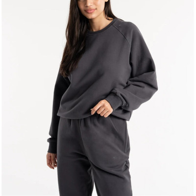 Women's crew neck pullover sweatshirts relaxed fit basic cotton hoodies