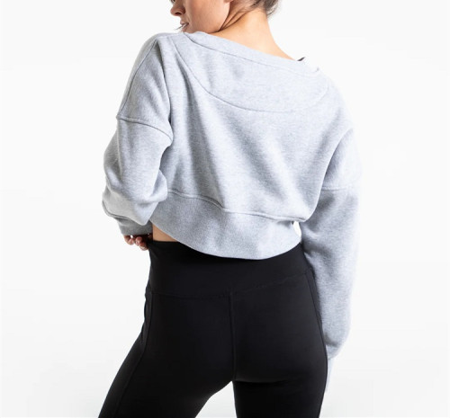 Custom crewneck cropped sweatshirts cotton fleece relaxed fit classic hoodies